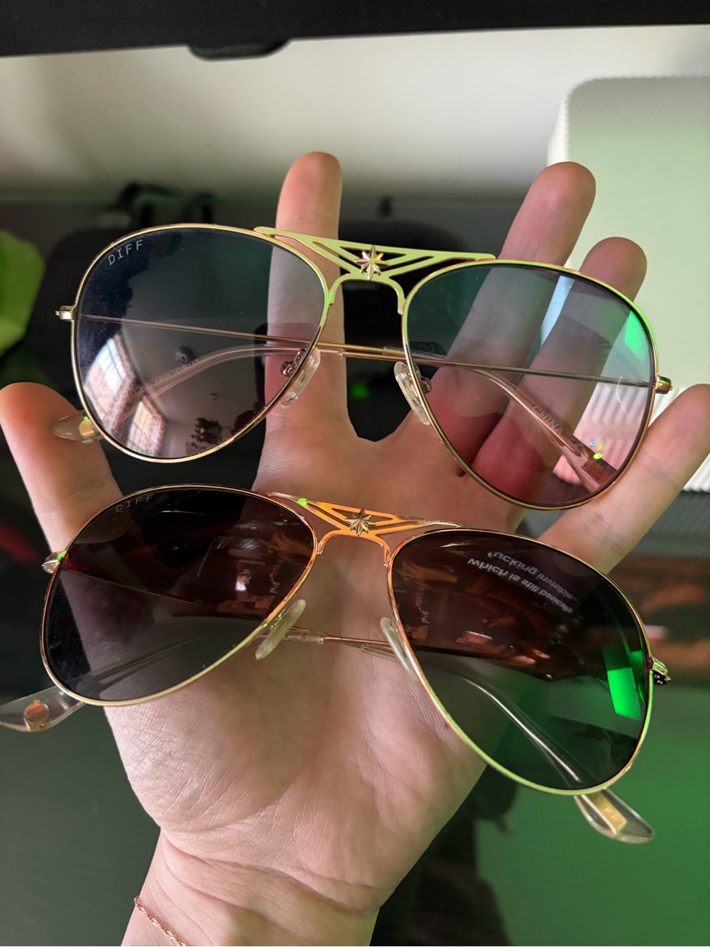 Both Diff Eyewear Captain Marvel Limited Edition Gold Frame Aviator Sunglasses